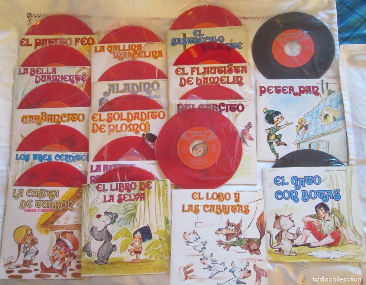 Vinyl-Schallplatten: &Aacute;lbum con colecci&oacute;n de 16 discos de vinilo Movieplay cuentos con ilustraciones de Mariano Rueda