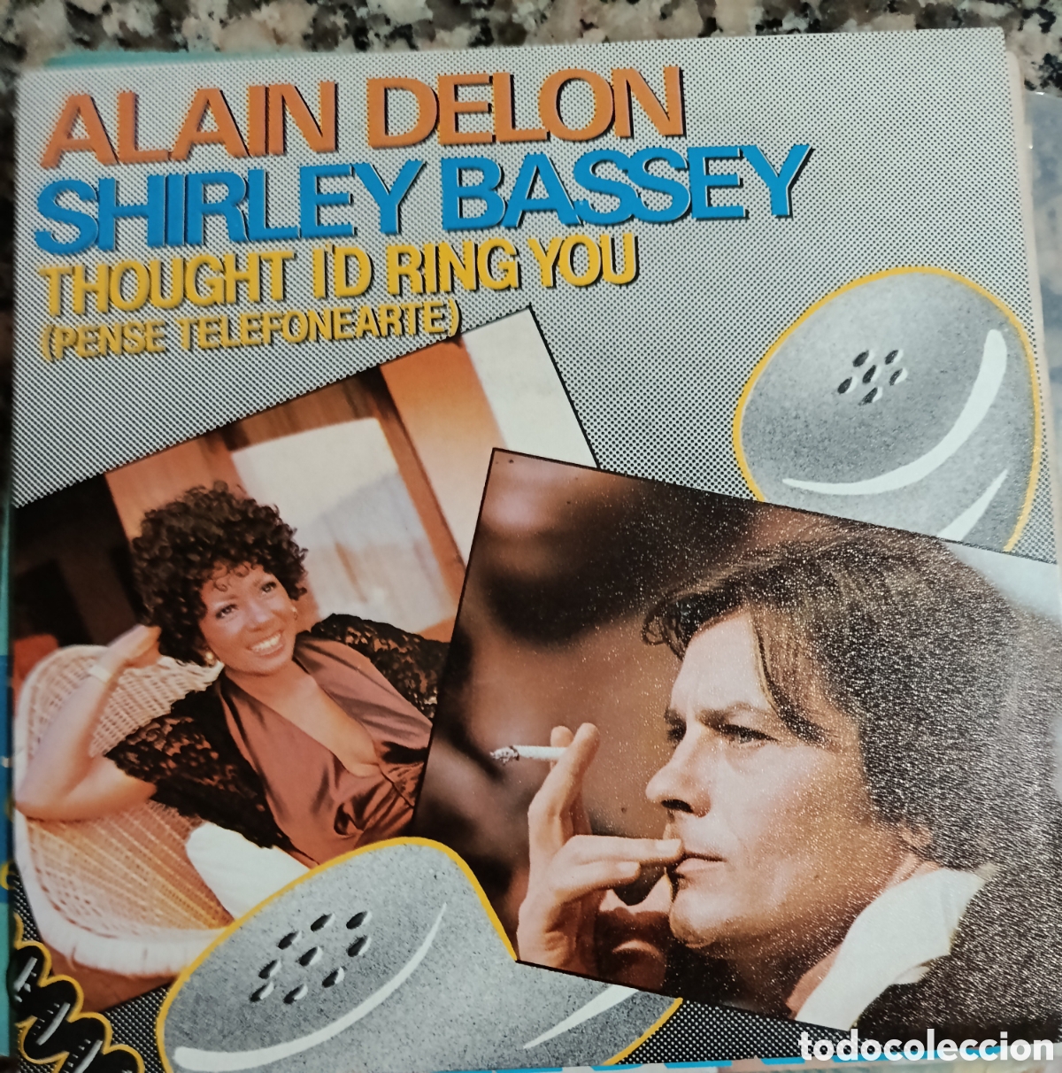 Discos de vinilo: Alain Delon y Shirley Bassey single sello Zafiro editado en Espa&ntilde;a a&ntilde;o 1983.
