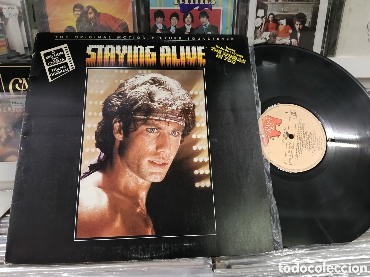 Discos de vinilo: Staying alive LP b.s.o. Bee gees brasil 1983 carpeta doble