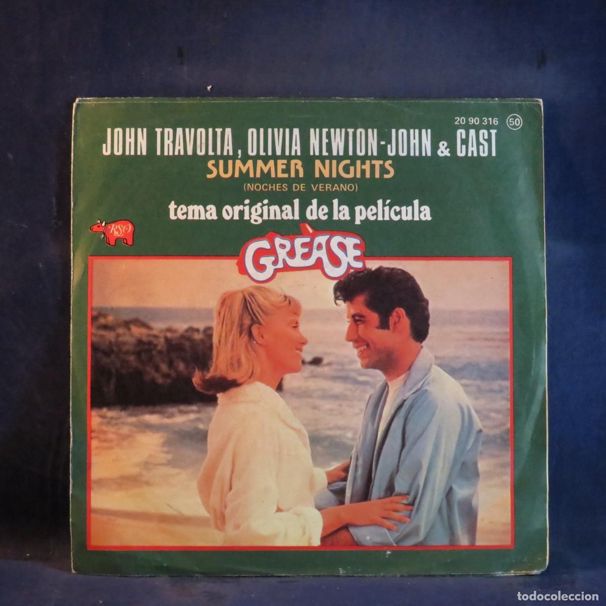 Discos de vinil: JOHN TRAVOLTA, OLIVIA NEWTON-JOHN & CAST &ndash; SUMMER NIGHTS = NOCHES DE VERANO - SINGLE