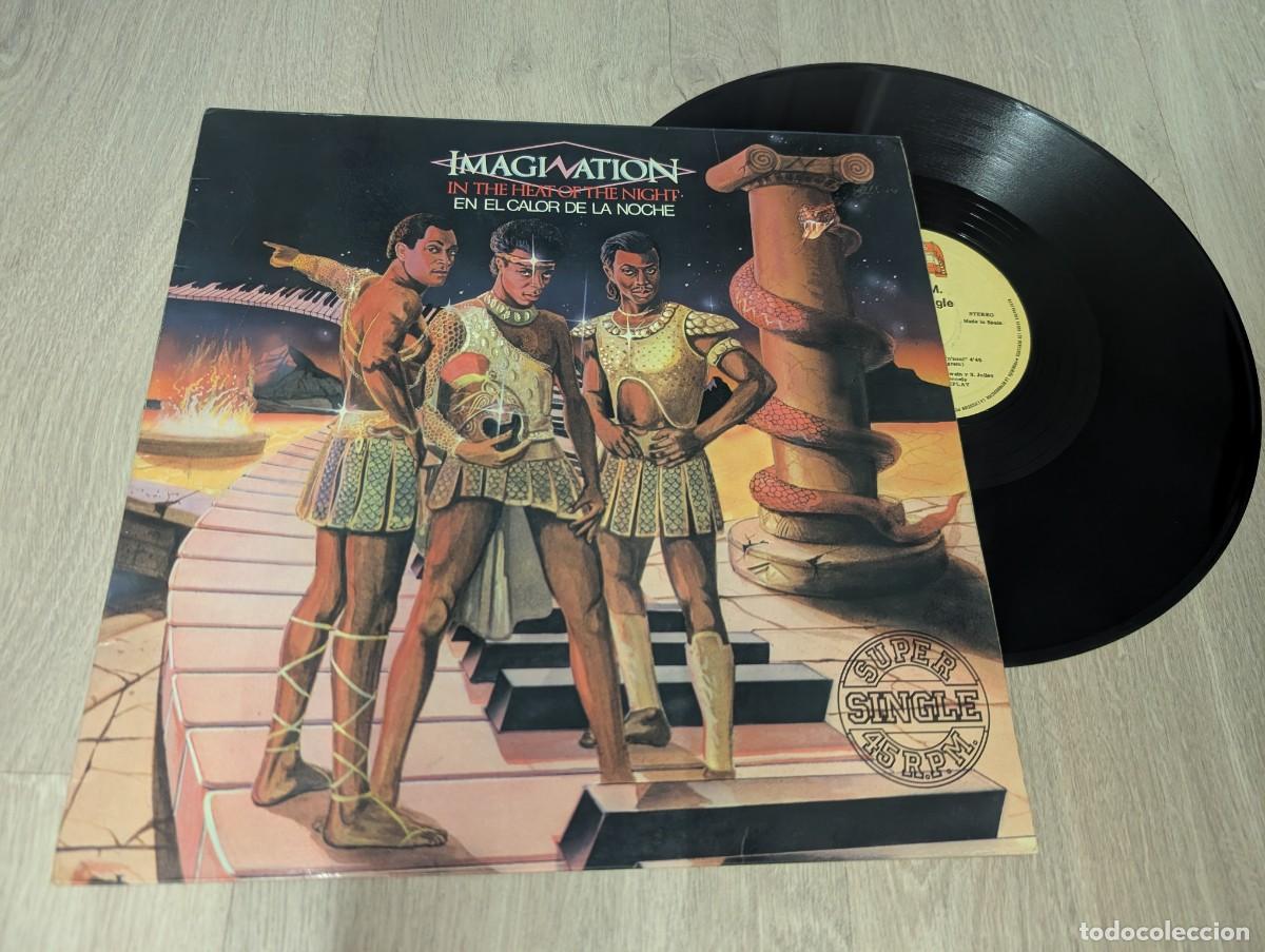 Discos de vinilo: IMAGINATION - IN THE HEAT OF THE NIGHT + HEART &acute;N&acute;SOUL ..MAXISINGLE DE 1982 ..ED ORIGINAL ESPA&Ntilde;OL