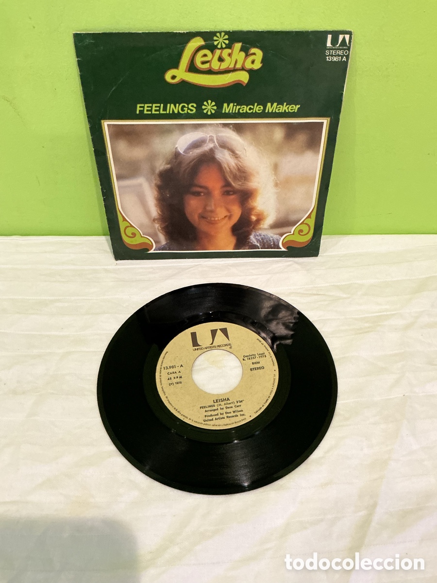 Discos de vinilo: LEISHA &ndash; FEELINGS / MIRACLE MAKER &ndash; SINGLE 1975 - Foto 2
