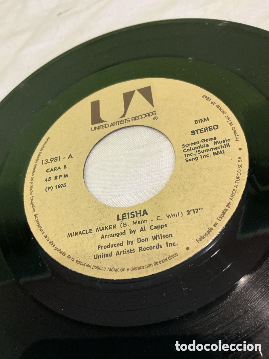 Discos de vinilo: LEISHA &ndash; FEELINGS / MIRACLE MAKER &ndash; SINGLE 1975 - Foto 4