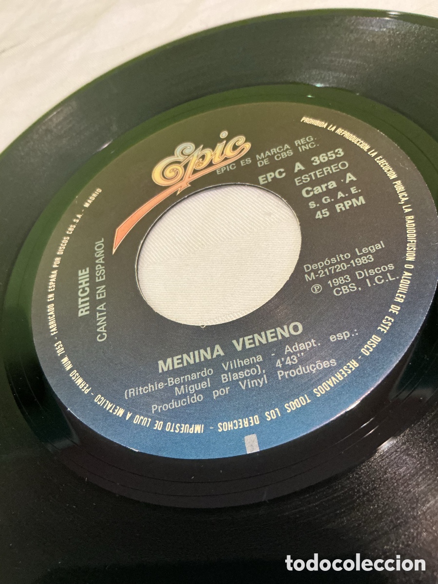 Discos de vinilo: RITCHIE &ndash; MENINA VENENO EN ESPA&Ntilde;OL &ndash; SINGLE 1983 - Foto 3