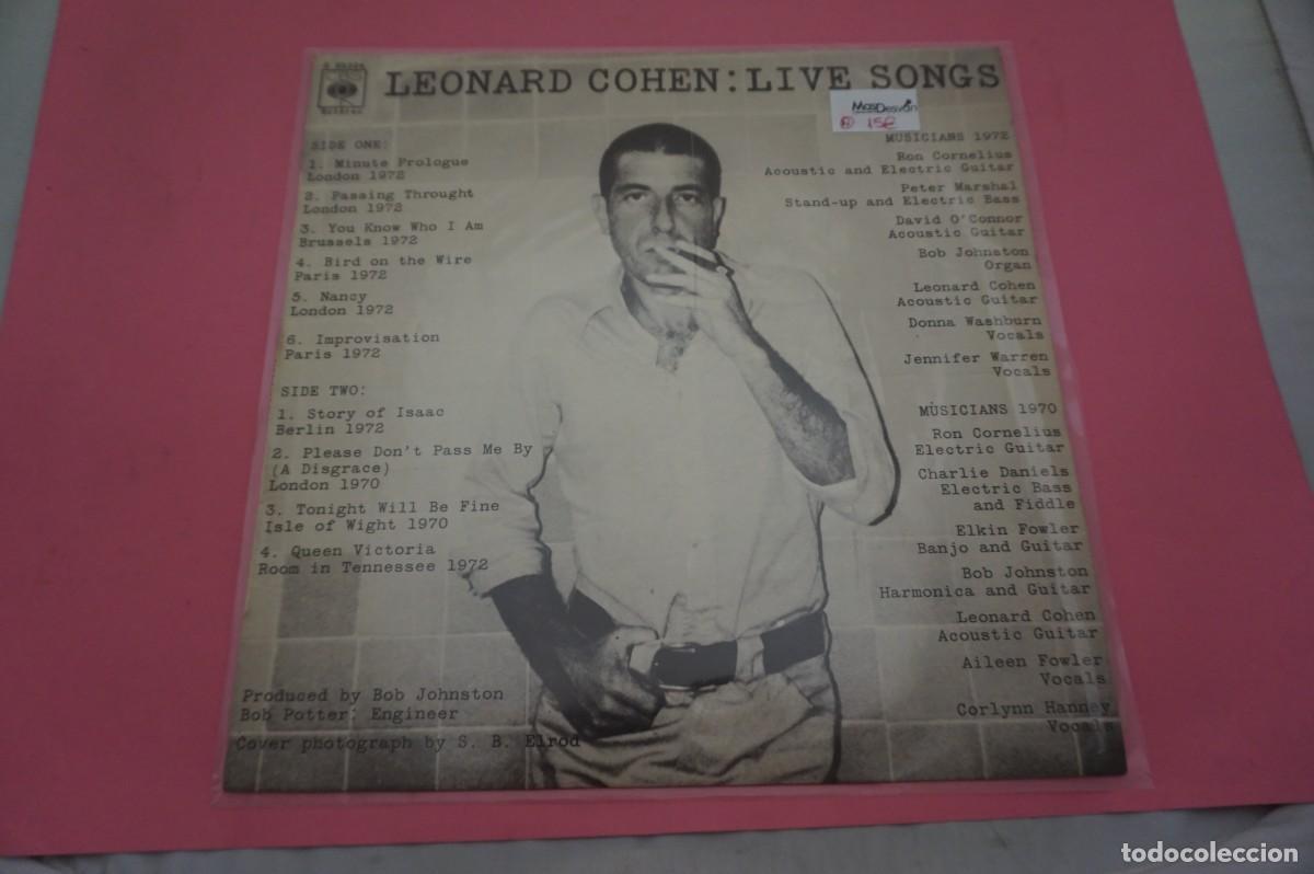 Disques de vinyle: LP/ LEONARD COHEN - LIVE SONGS - VINILO EN EXCELENTE ESTADO