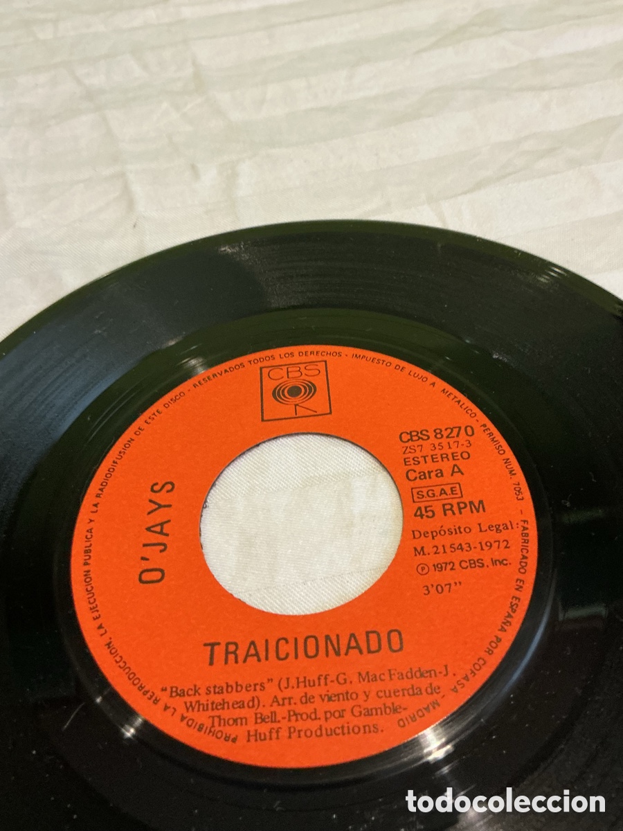 Discos de vinilo: O&rsquo;JAYS &ndash; TRAICIONADO &ndash; SINGLE CBS &ndash; 197 - Foto 3