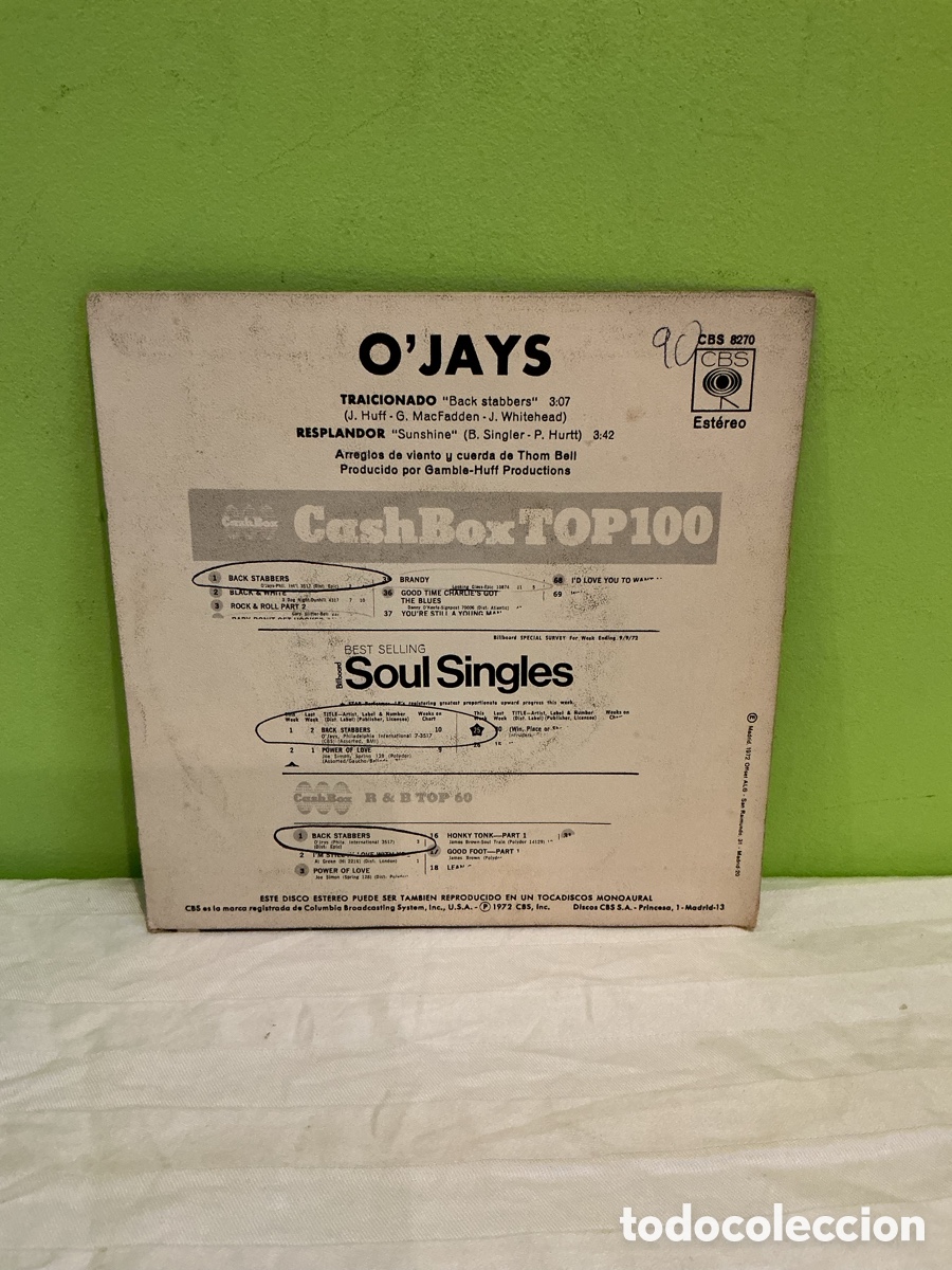 Discos de vinilo: O&rsquo;JAYS &ndash; TRAICIONADO &ndash; SINGLE CBS &ndash; 197 - Foto 6