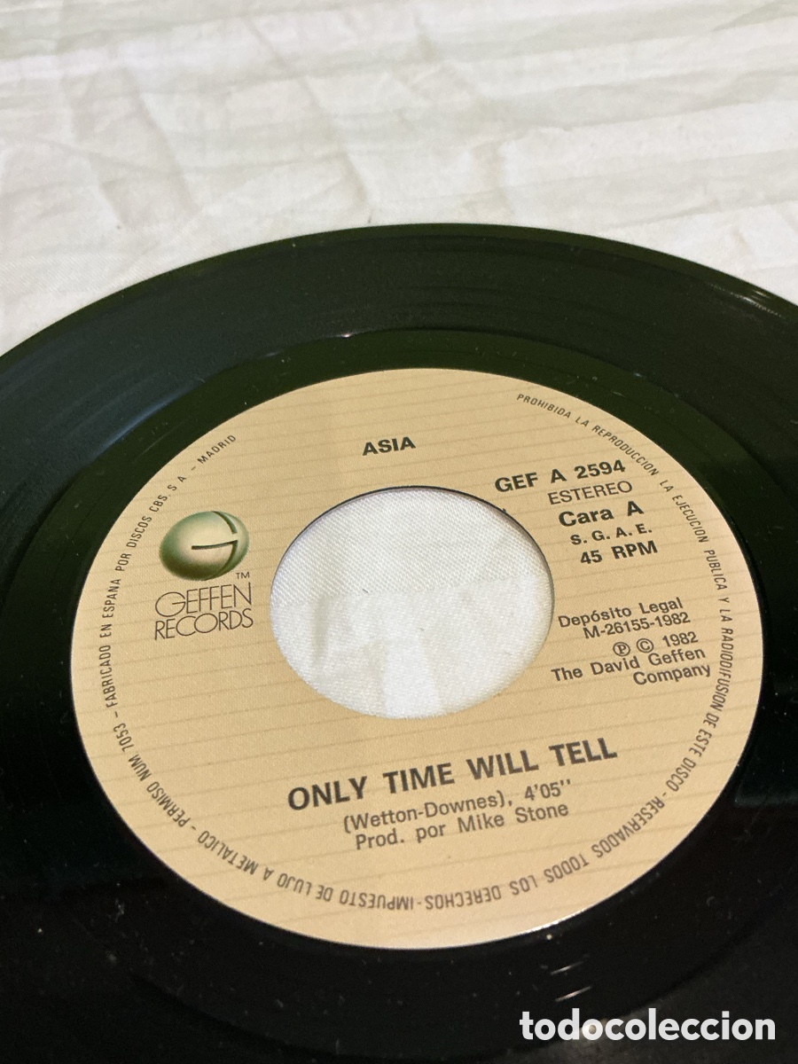 Discos de vinilo: ASIA &ndash; ONLY TIME WILL TELL &ndash; SINGLE &ndash; 1982 - Foto 3