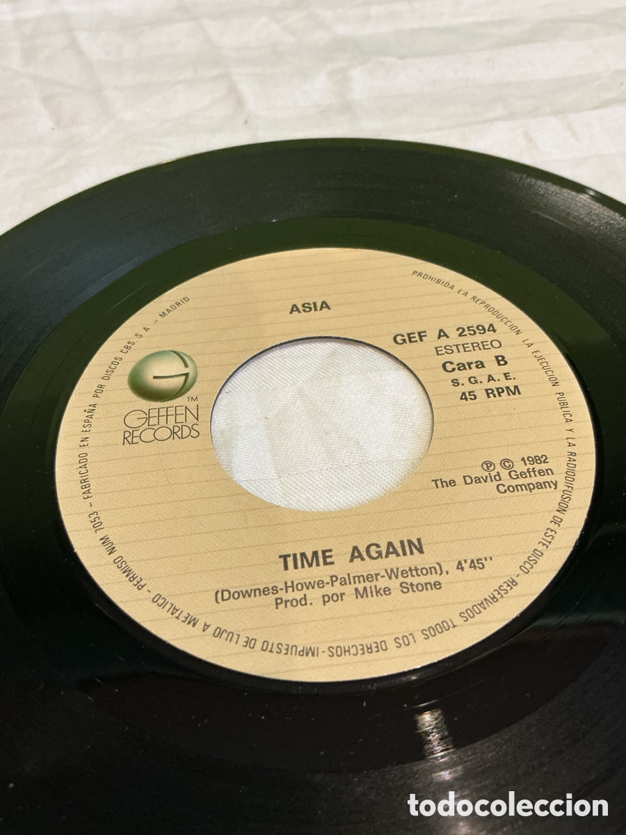 Discos de vinilo: ASIA &ndash; ONLY TIME WILL TELL &ndash; SINGLE &ndash; 1982 - Foto 4