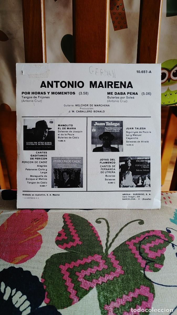 Discos de vinilo: ANTONIO MAIRENA-SINGLE TANGOS - Foto 2
