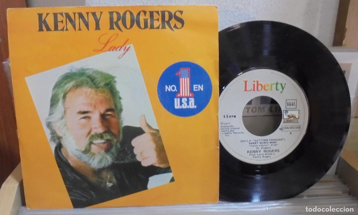 Discos de vinilo: Kenny Rogers. Lady / Sweer music man. Liberty 1977 -- Single