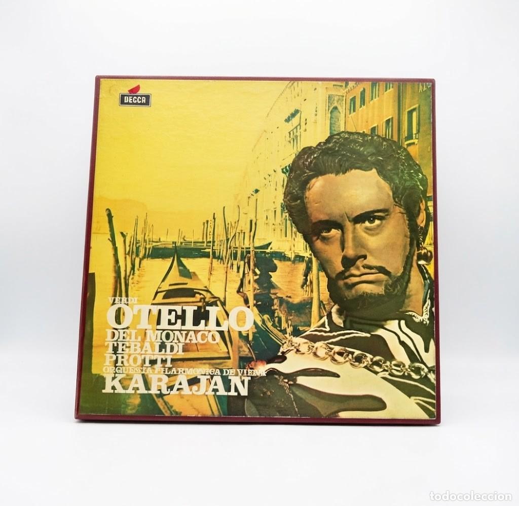 Discos de vinilo: VERDI OTELLO - KARAJAN, DEL MONACO, TEBALDI - CAJA 3 LPs DECCA STEREO 1961
