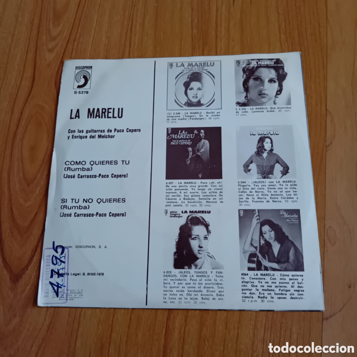 Discos de vinilo: LA MARELU. COMO QUIERES TU - Foto 2