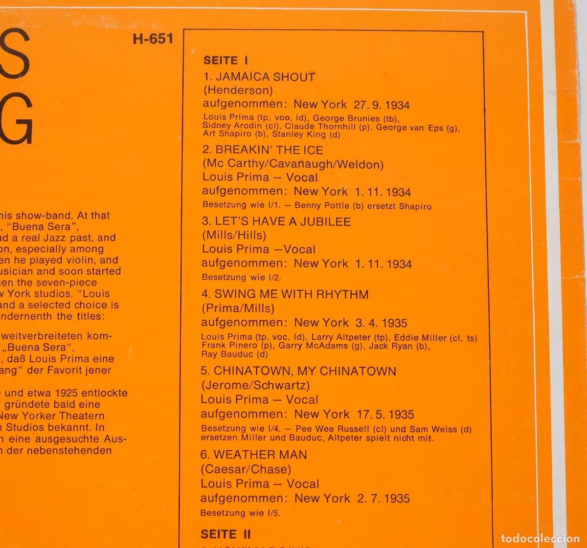 Discos de vinilo: DISCO DE VINILO - CLASSIC PRIMA - LOUIS PRIMA - Foto 3