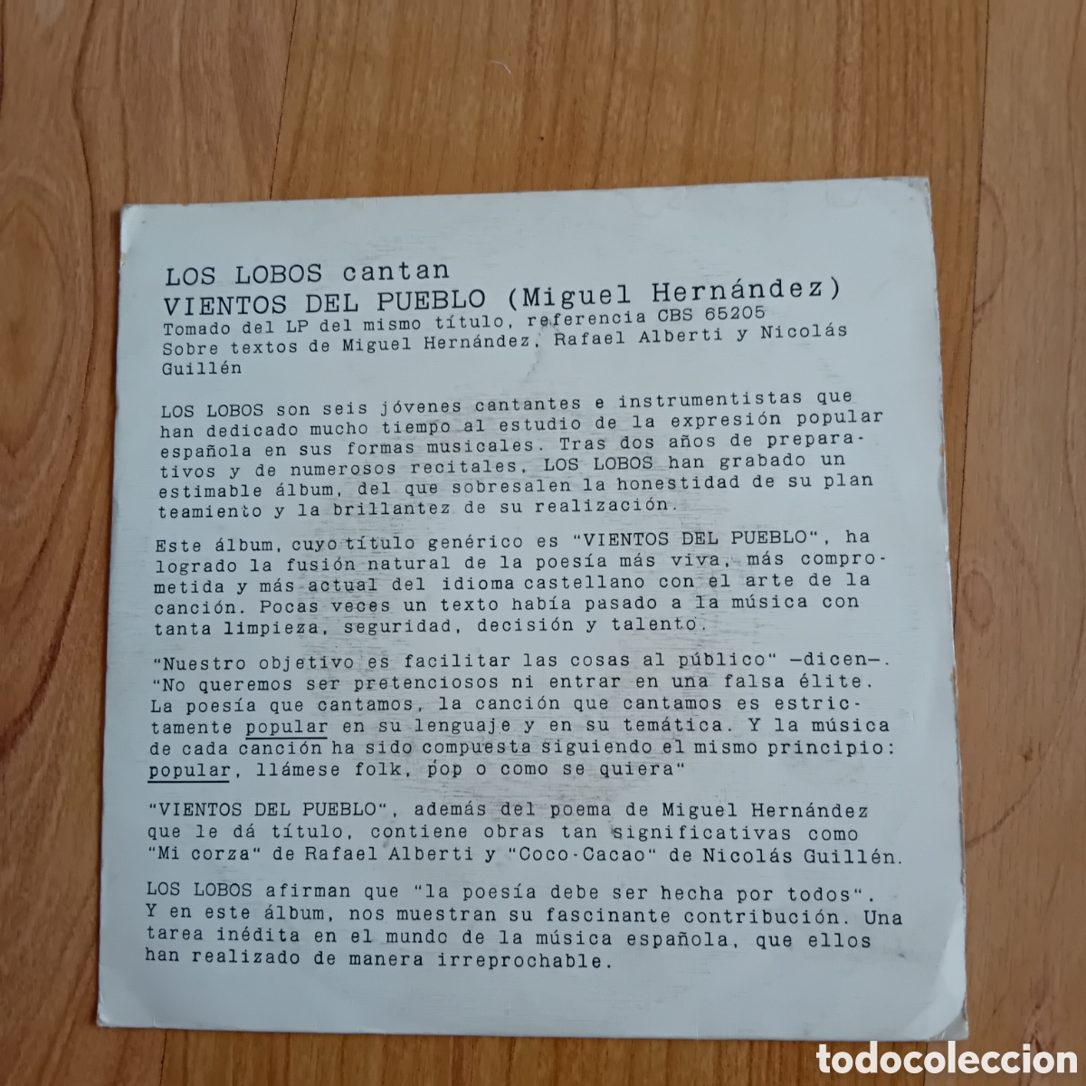 Discos de vinilo: LOS LOBOS. VIENTOS DEL PUEBLO - Foto 1