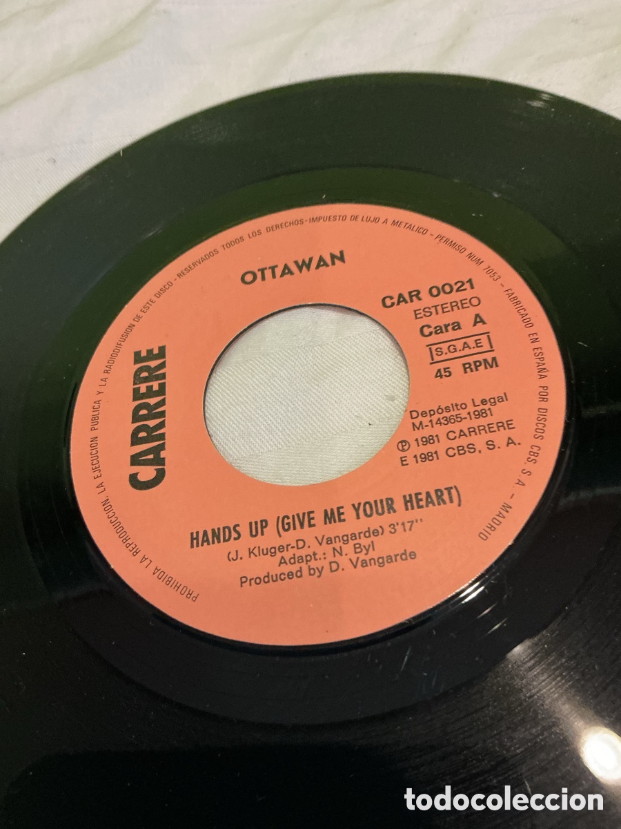 Discos de vinilo: OTTAWAN &ndash; HANDS UP &ndash; SINGLE 1981 - Foto 3