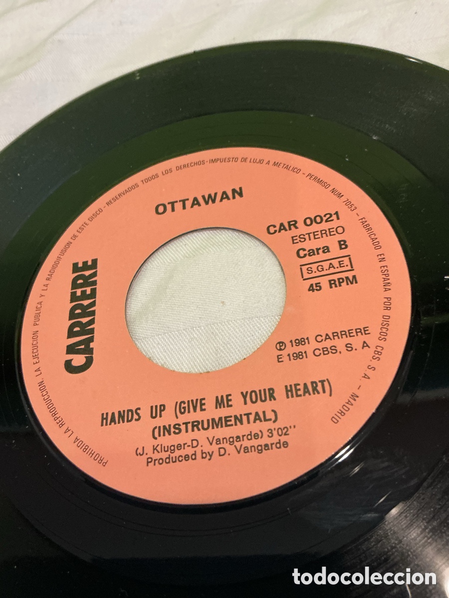 Discos de vinilo: OTTAWAN &ndash; HANDS UP &ndash; SINGLE 1981 - Foto 4