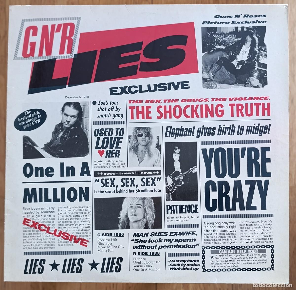 Discos de vinilo: GUNS N' ROSES &lrm;&ndash; G N' R LIES LP 1&ordf; EDICION EUROPA 1988 CON ENCARTE SIN CENSURAR - HARD ROCK