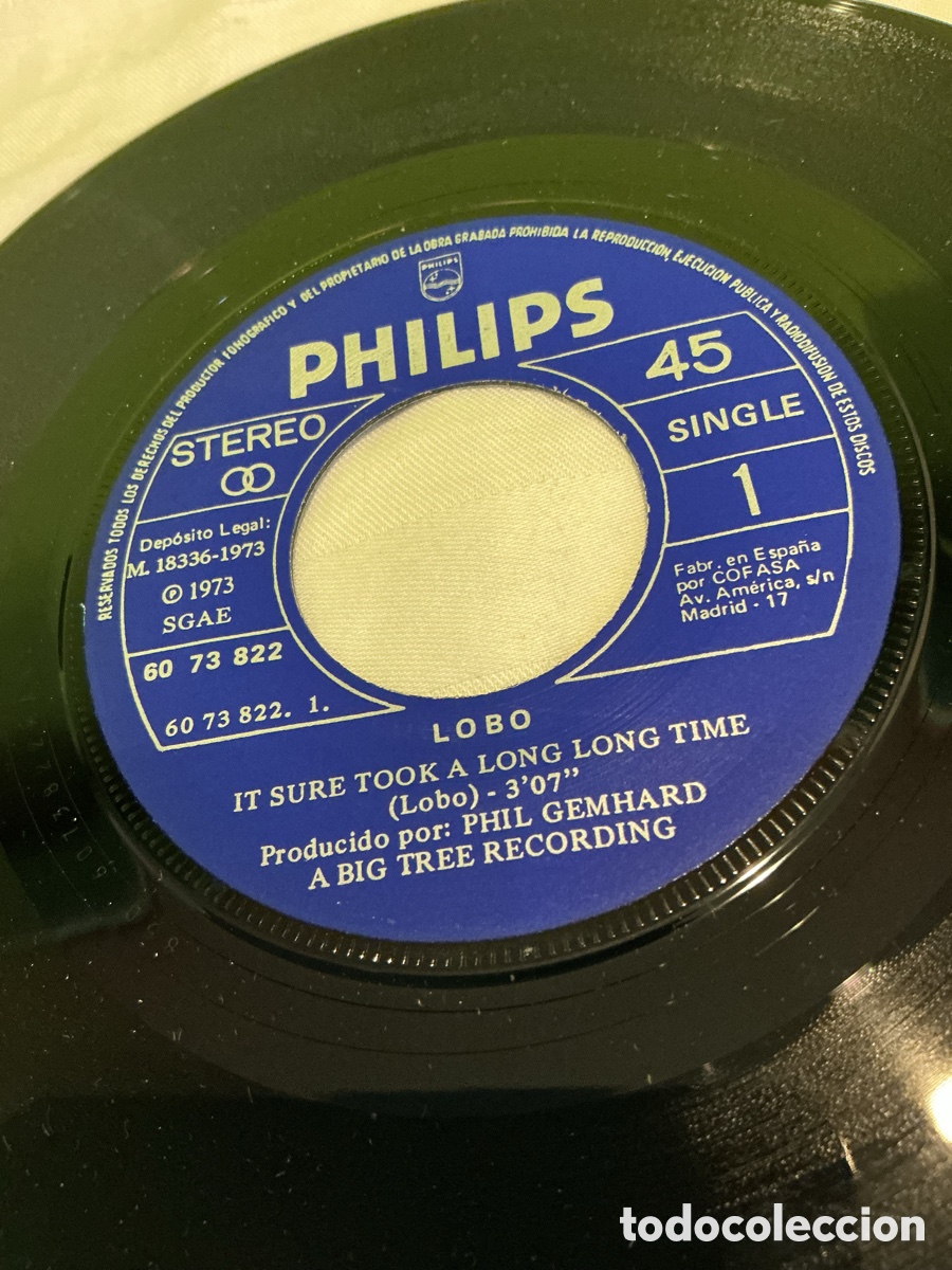 Discos de vinilo: LOBO &ndash; IT SURE TOOK A LONG LONG TIME &ndash; SINGLE 1973 - Foto 4