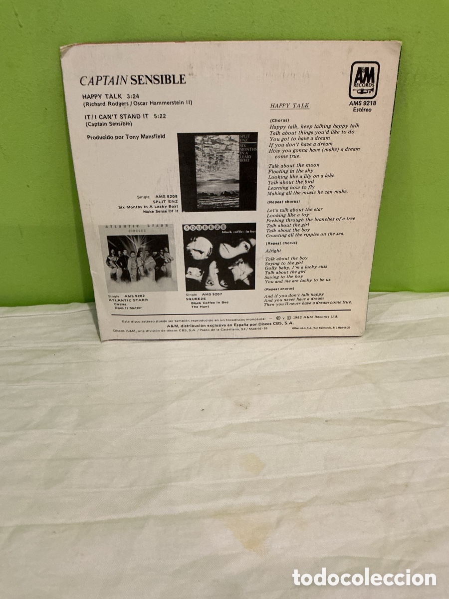 Discos de vinilo: CAPTAIN SENSIBLE &ndash; HAPPY TALK &ndash; SINGLE 1982 - Foto 6
