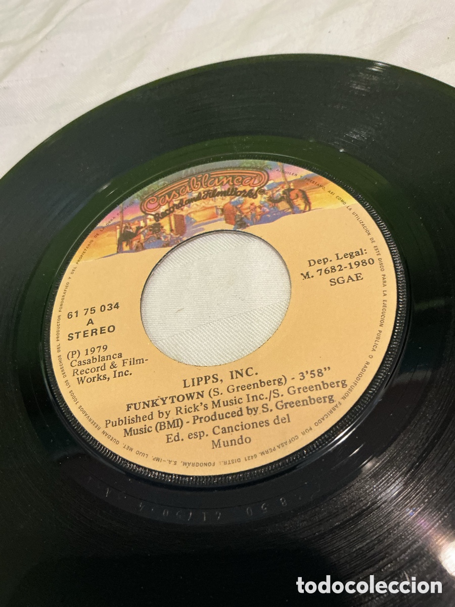 Discos de vinilo: LIPPS, INC. &ndash; FUNKYTOWN &ndash; SINGLE 1980 - Foto 3