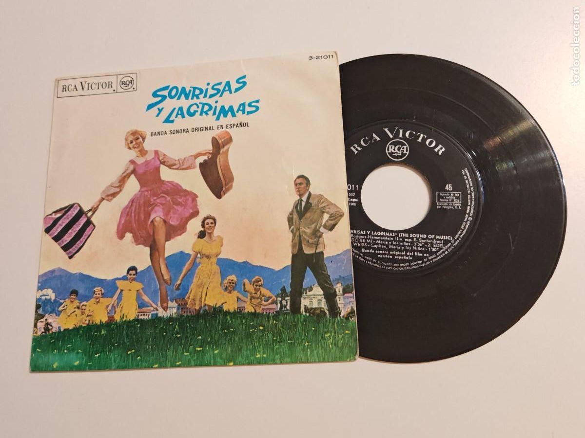 Disques de vinyle: SONRISAS Y LAGRIMAS BANDA SONORA EN ESPA&Ntilde;OL EP VINILO DEL A&Ntilde;O 1966 ESPA&Ntilde;A 4 TEMAS RCA RARO