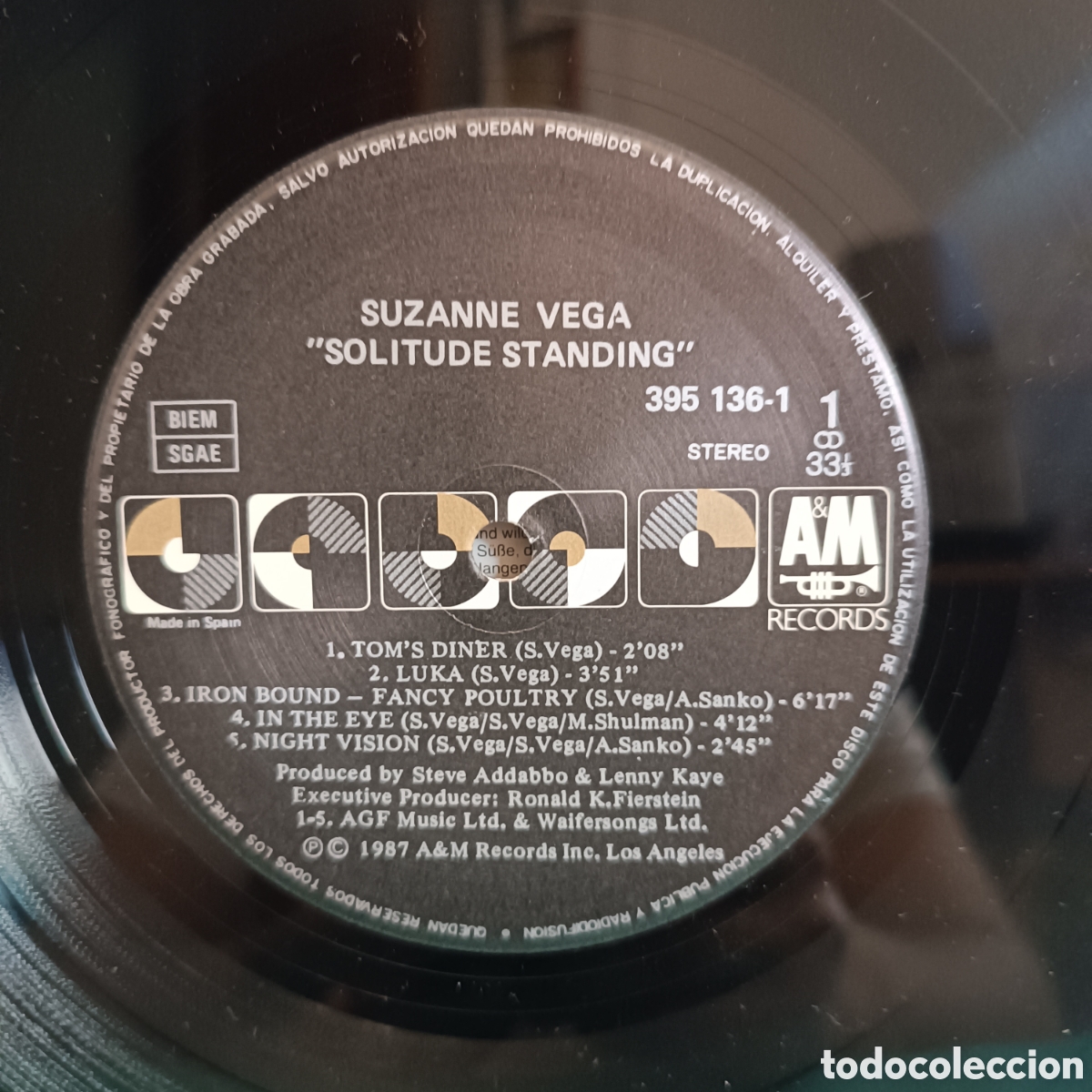 Discos de vinilo: SUZANNE VEGA. SOLITUDE STANDING. LP. 1987 - Foto 5