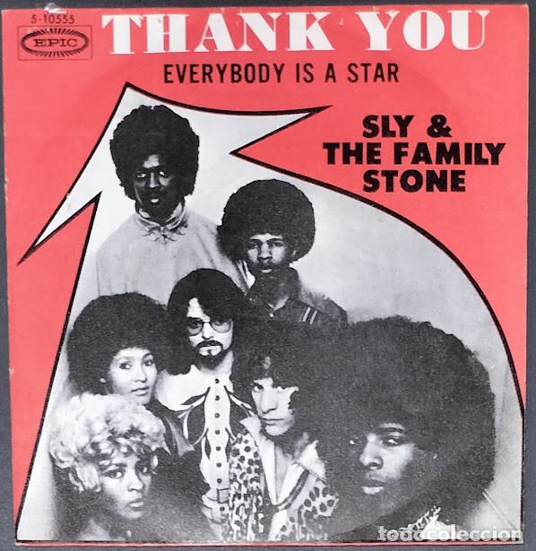 Discos de vinilo: Sly & The Family Stone - Thank You - 7&rdquo; Single, Epic ref. 5-10555. Ed. espa&ntilde;ola 1970.