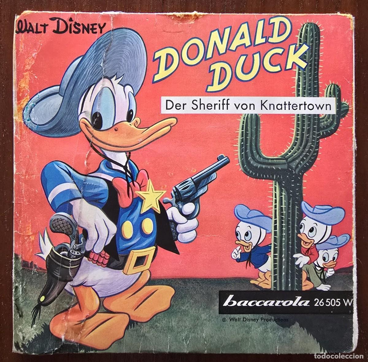 Discos de vinilo: Disco Single.Donald Duck.Der Sheriff von Knattertown.con comic.Walt Disney