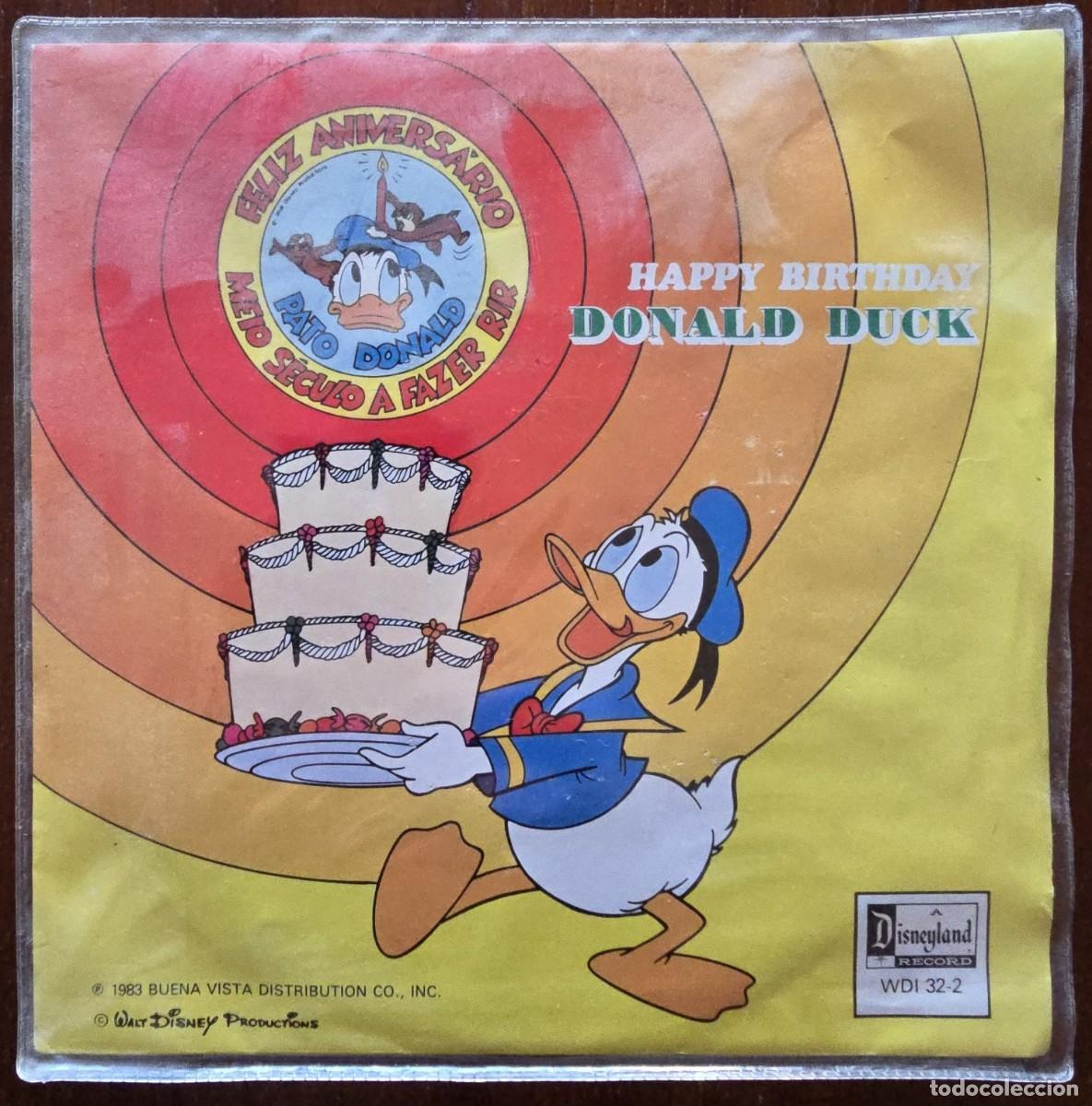 Discos de vinilo: Disco Single.Donald Duck.Happy Birthday.Walt Disney