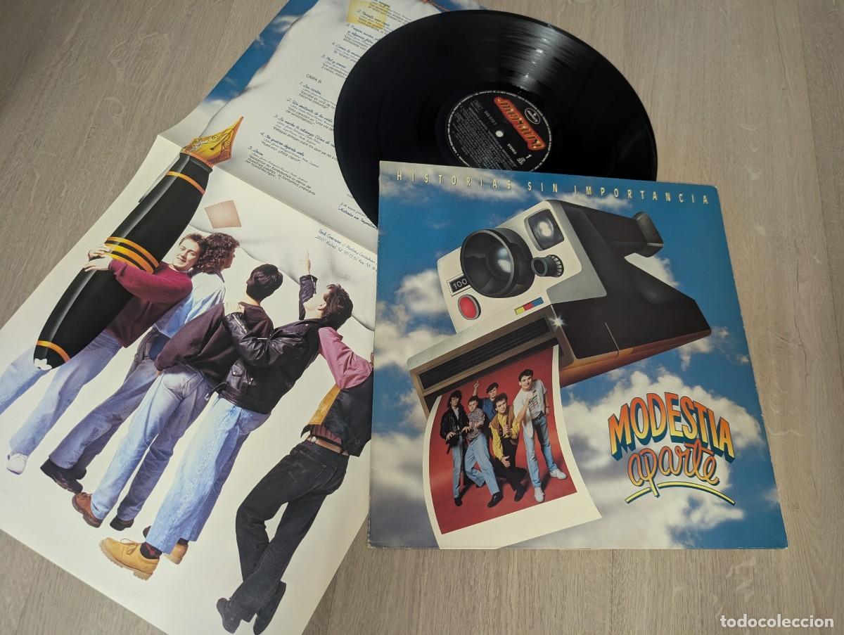 Discos de vinilo: MODESTIA APARTE - HISTORIAS SIN IMPORTANCIA ..LP DE 1991 - MERCURY CON FOLLLETO CON LETRAS Y FOTOS .