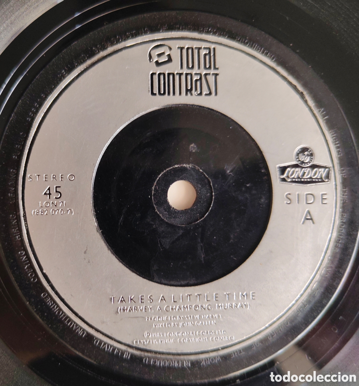 Discos de vinilo: TOTAL CONTRAST - Takes a little time (1985) disco de vinilo single