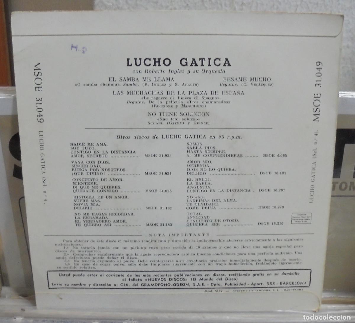 Discos de vinilo: Lucho Gatica. Odeon -- EP - Foto 2