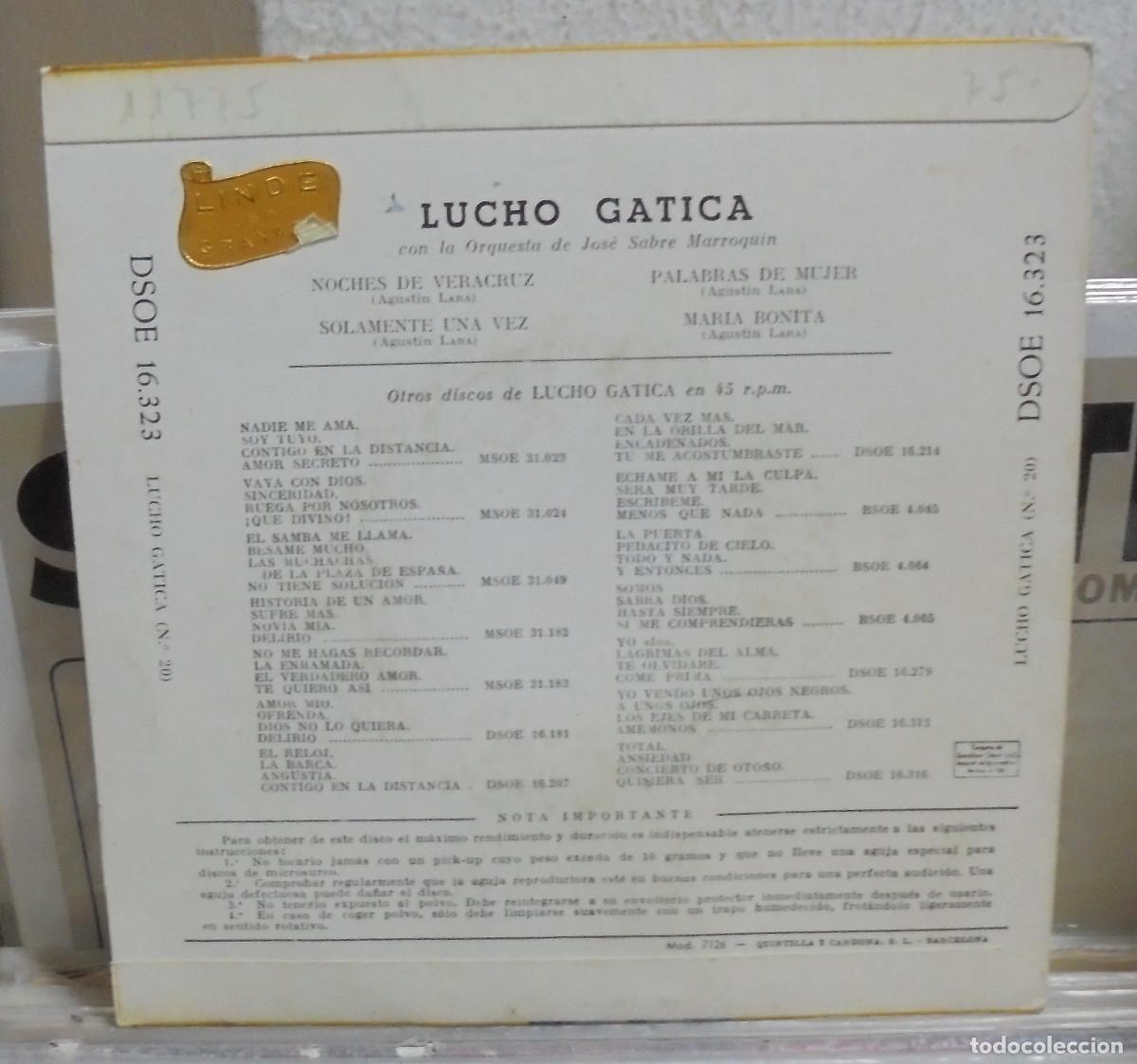 Discos de vinilo: Lucho Gatica. Odeon 1959 -- EP - Foto 2
