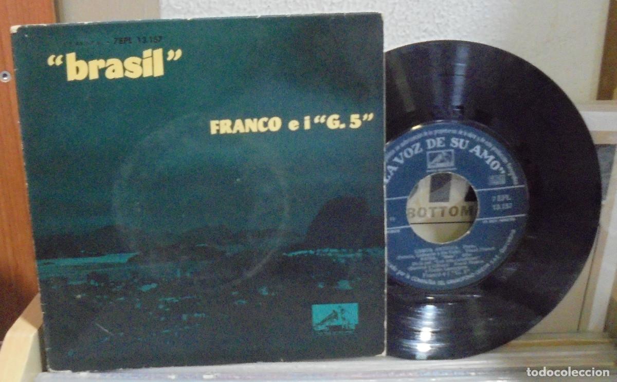 Discos de vinil: Franco e i ''G. 5''. Brasi / Una casa portuguesa / Lisboa antigua / Bahia. La voz de su amo -- EP
