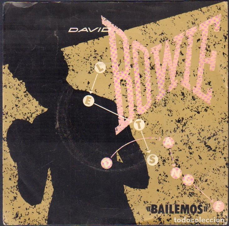 Discos de vinilo: DAVID BOWIE - BAILEMOS / LETS DANCE B/W, CAT PEOPLE / SINGLE EMI AMERICA 1983 RF-8075