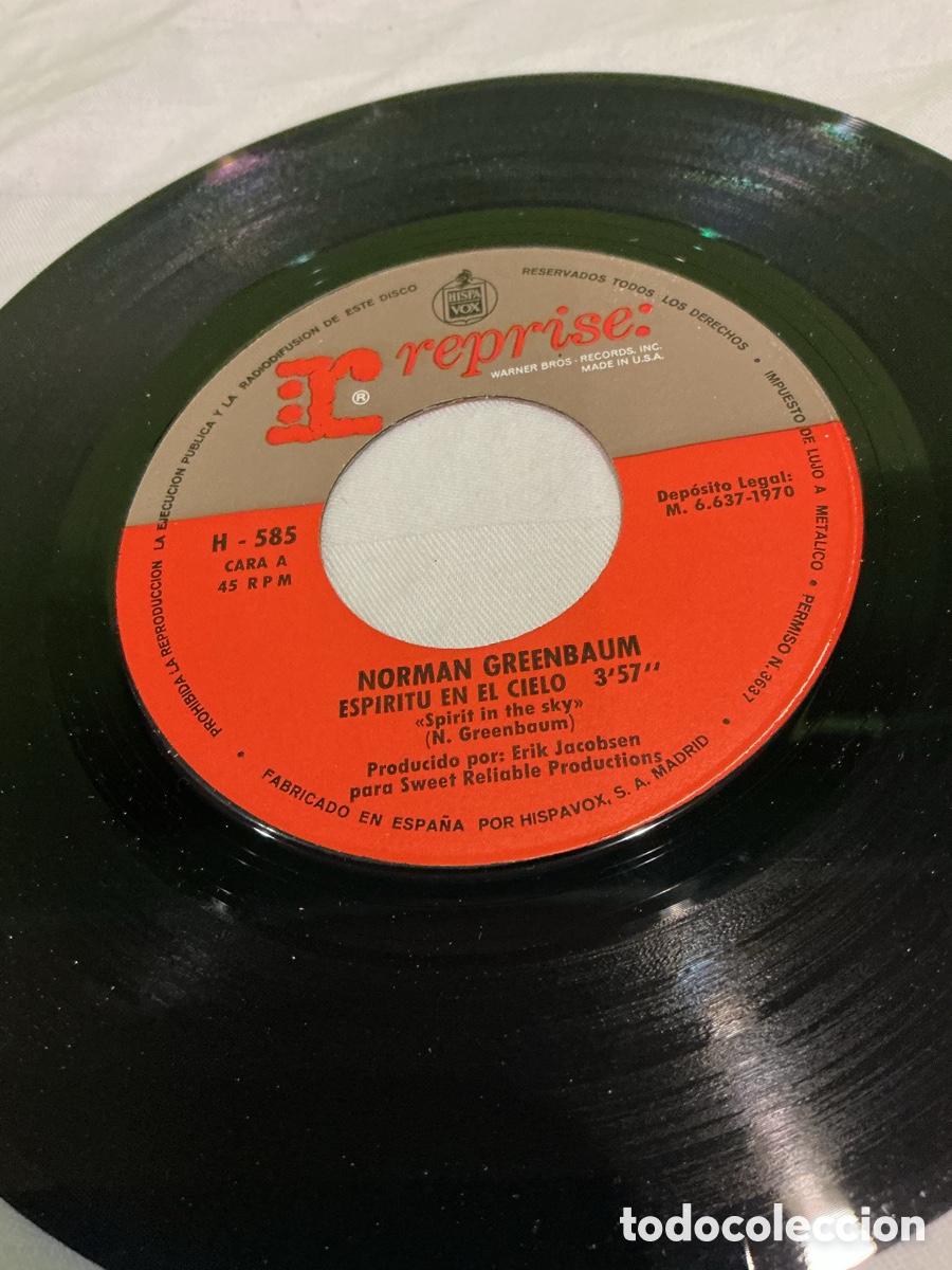 Discos de vinilo: NORMAN GREENBAUM &ndash; ESP&Iacute;RITU EN EL CIELO &ndash; SINGLE 1970 - Foto 3