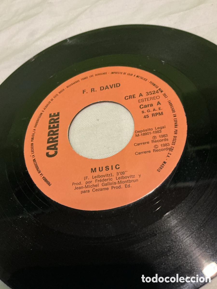 Discos de vinilo: F. R. DAVID &ndash; MUSIC &ndash; SINGLE 1983 - Foto 3