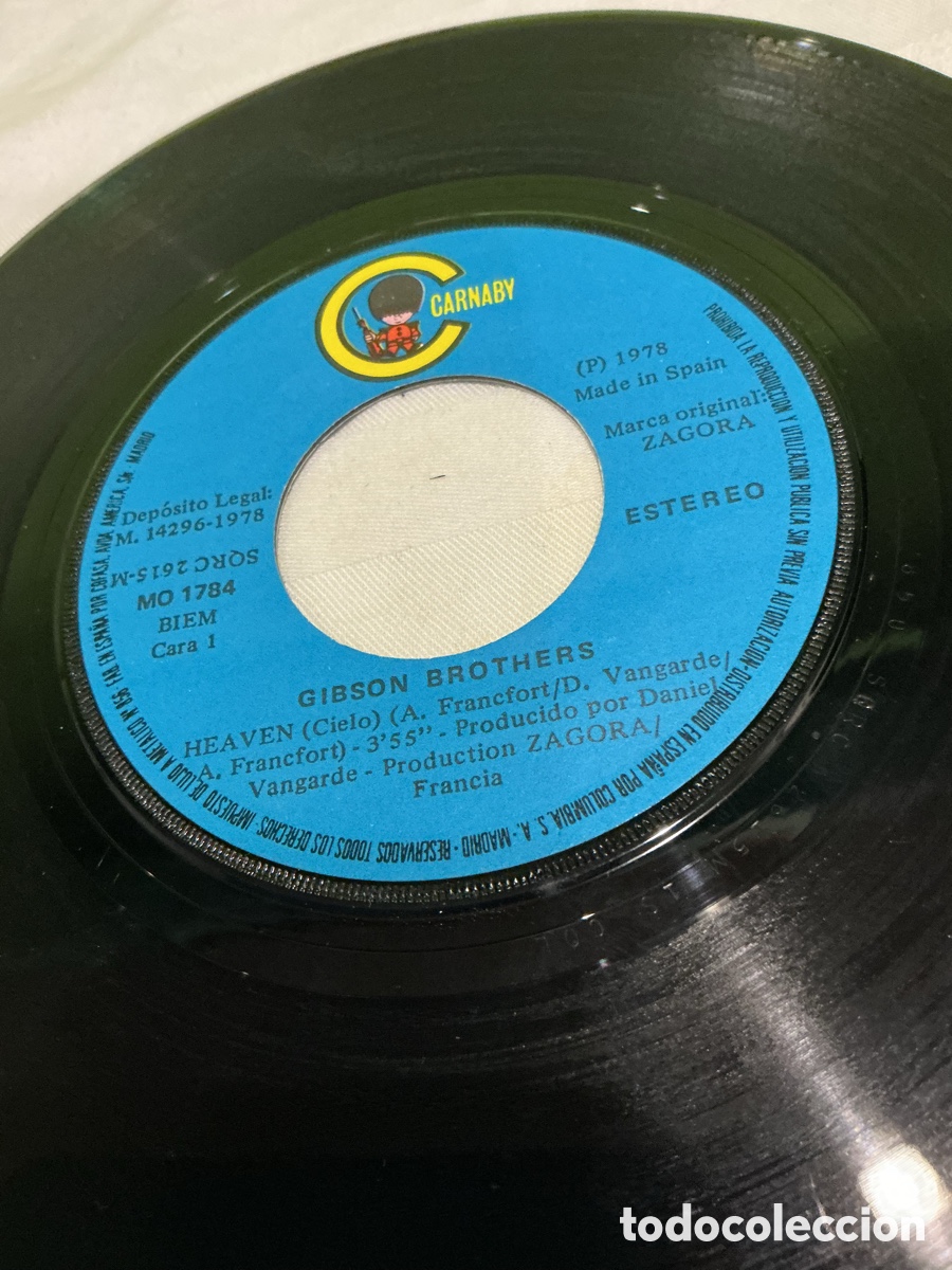 Discos de vinilo: GIBSON BROTHERS &ndash; HEAVEN &ndash; SINGLE 1978 - Foto 4