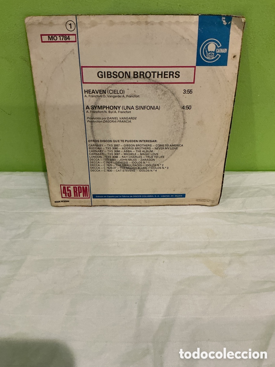 Discos de vinilo: GIBSON BROTHERS &ndash; HEAVEN &ndash; SINGLE 1978 - Foto 6