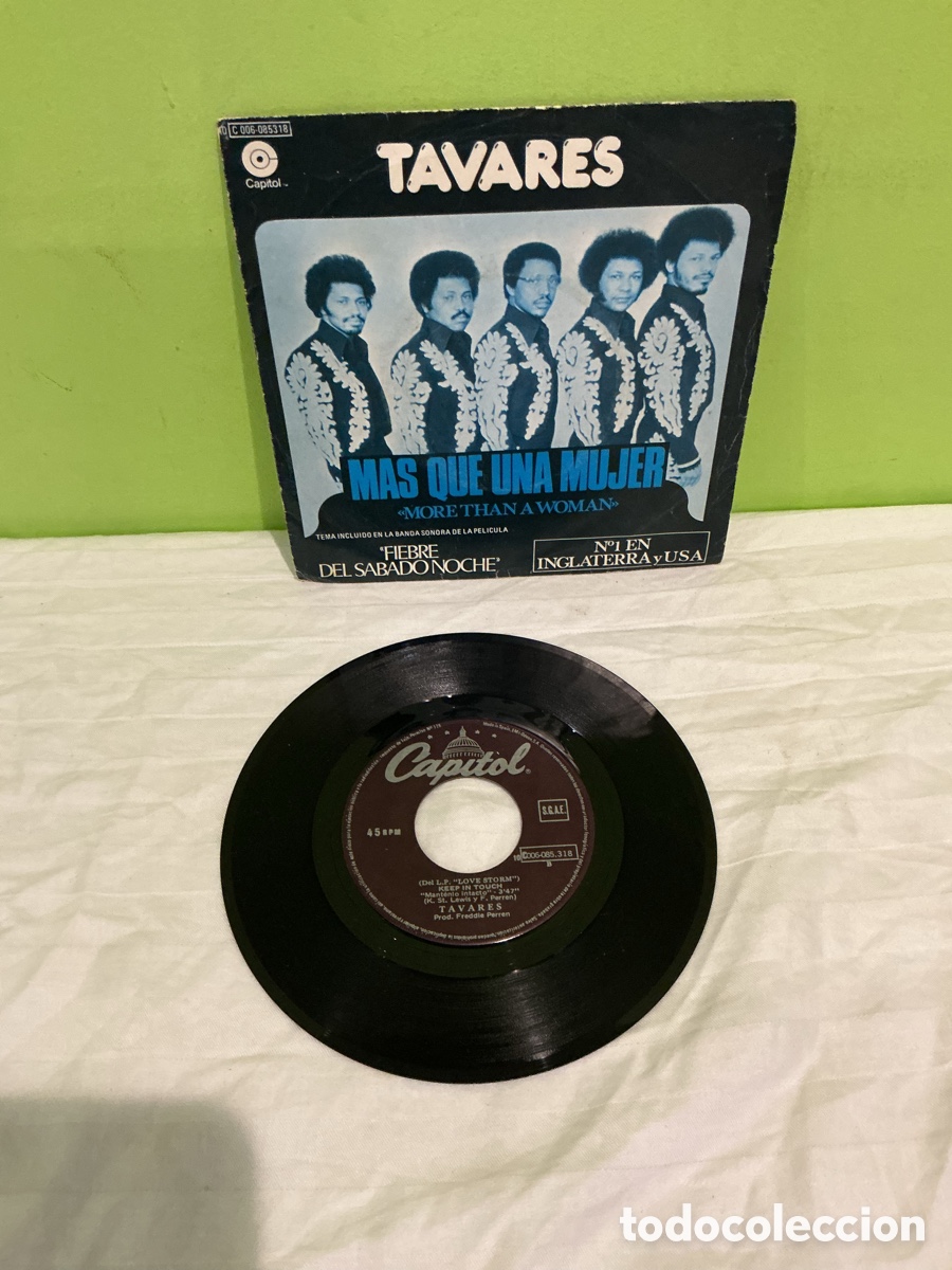 Discos de vinilo: TAVARES &ndash; M&Aacute;S QUE UNA MUJER &ndash; SINGLE CAPITOL - Foto 2