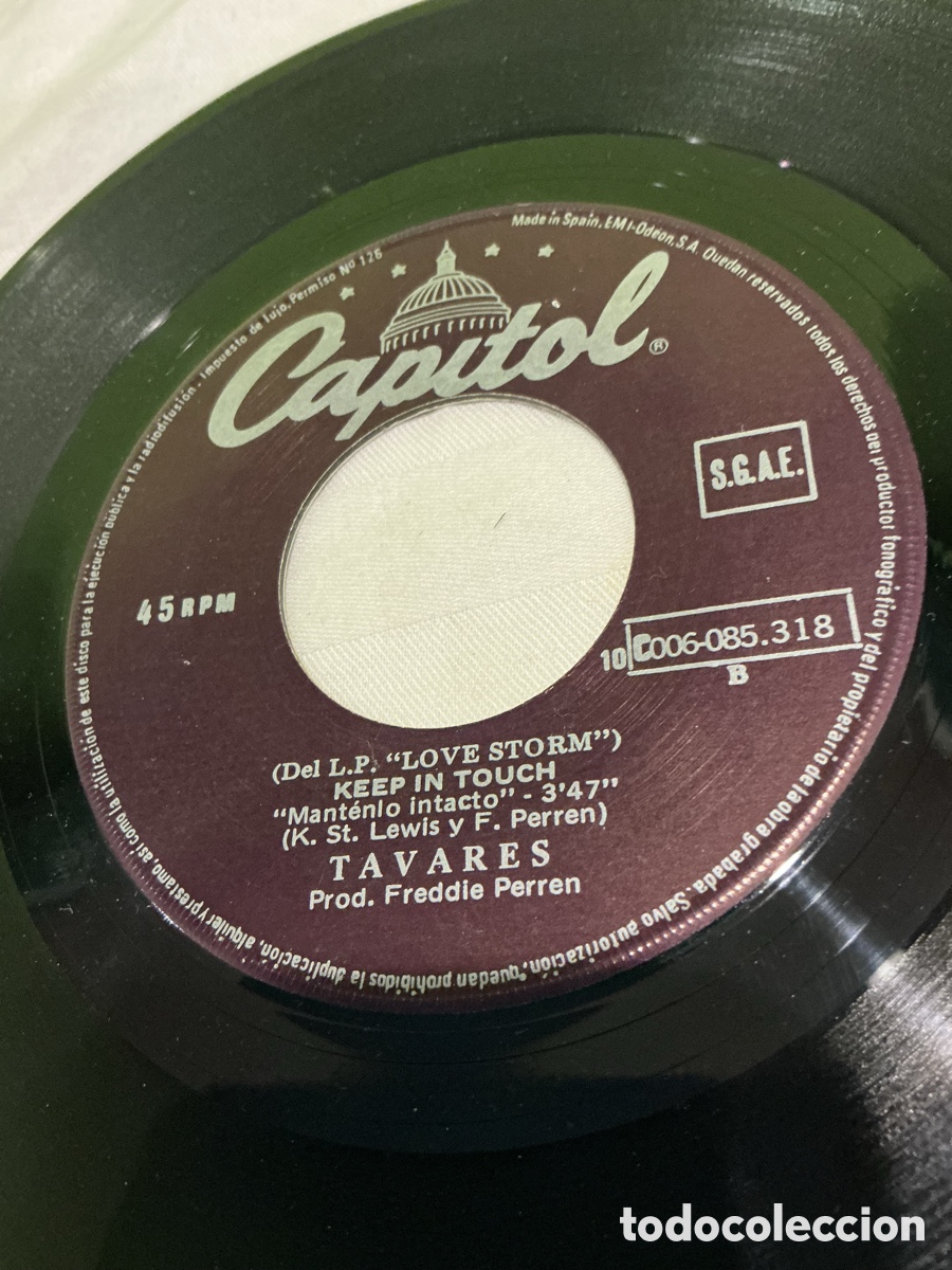 Discos de vinilo: TAVARES &ndash; M&Aacute;S QUE UNA MUJER &ndash; SINGLE CAPITOL - Foto 3