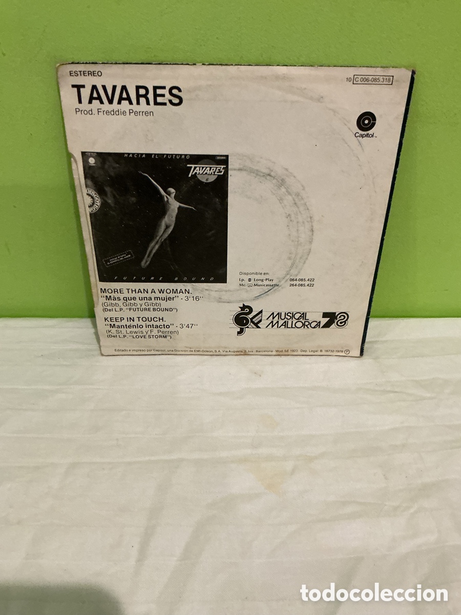 Discos de vinilo: TAVARES &ndash; M&Aacute;S QUE UNA MUJER &ndash; SINGLE CAPITOL - Foto 6