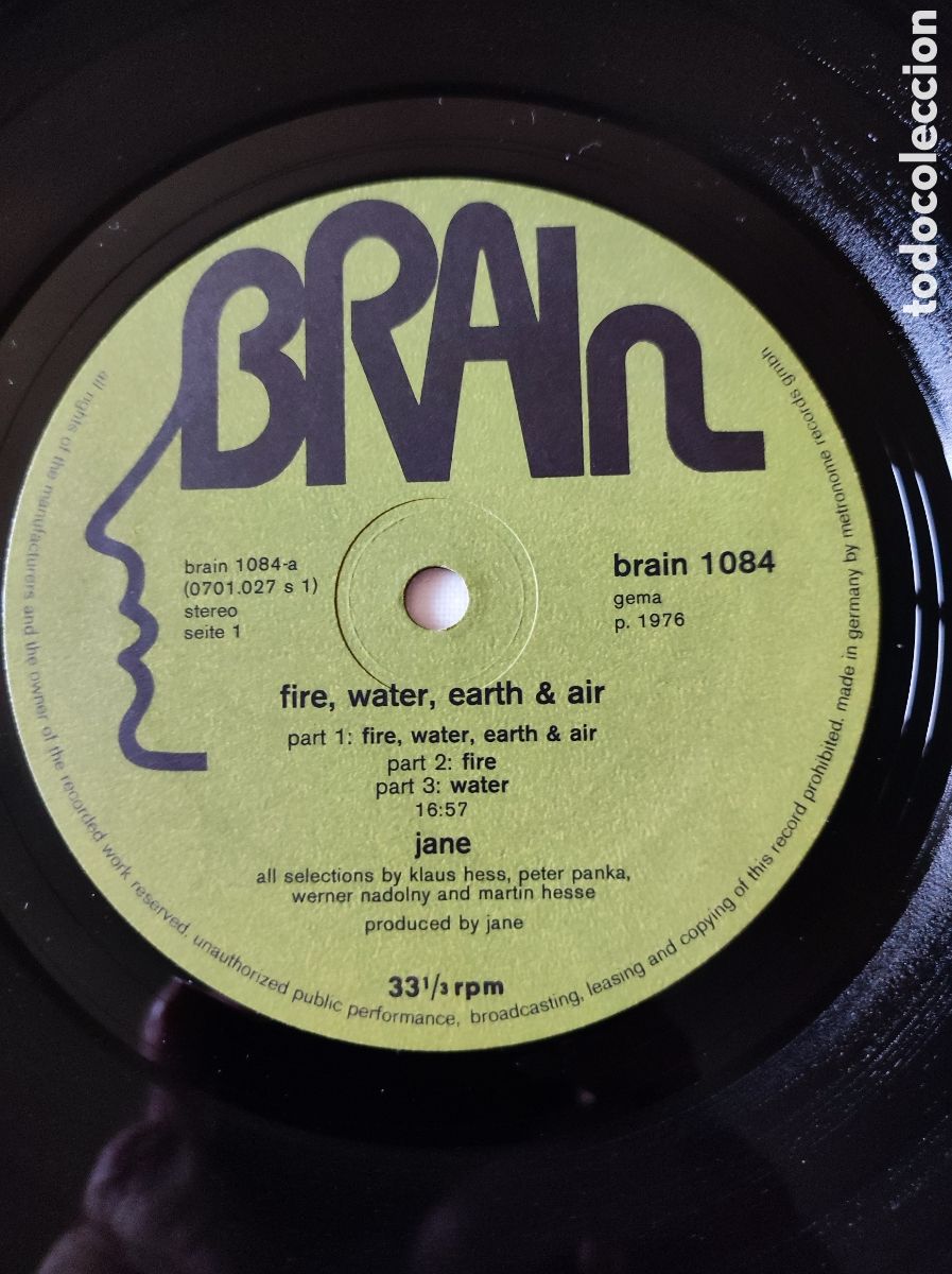 Discos de vinilo: JANE - FIRE, WATER, EARTH & AIR - Foto 4