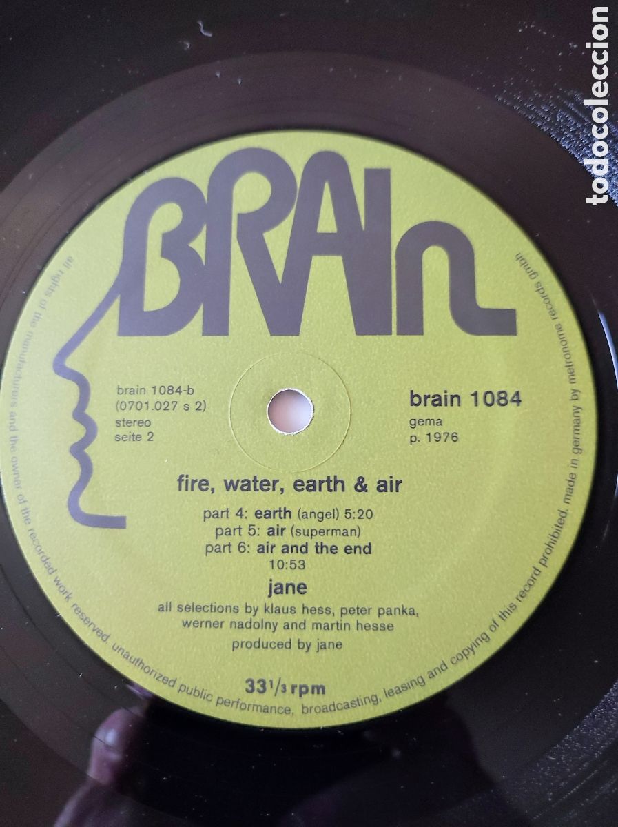 Discos de vinilo: JANE - FIRE, WATER, EARTH & AIR - Foto 5