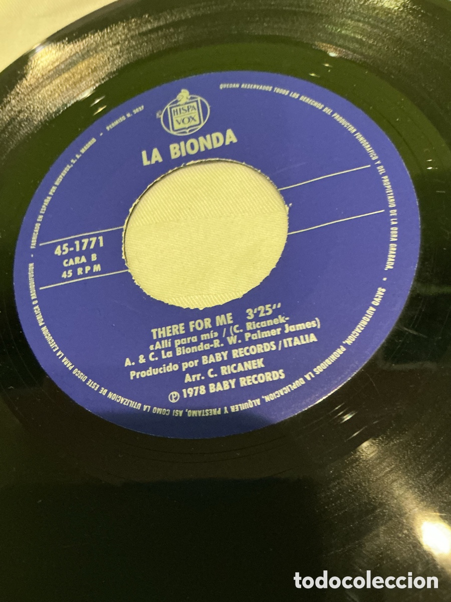 Discos de vinilo: LA BIONDA &ndash; ONE FOR YOU, ONE FOR ME &ndash; SINGLE 1978 - Foto 3