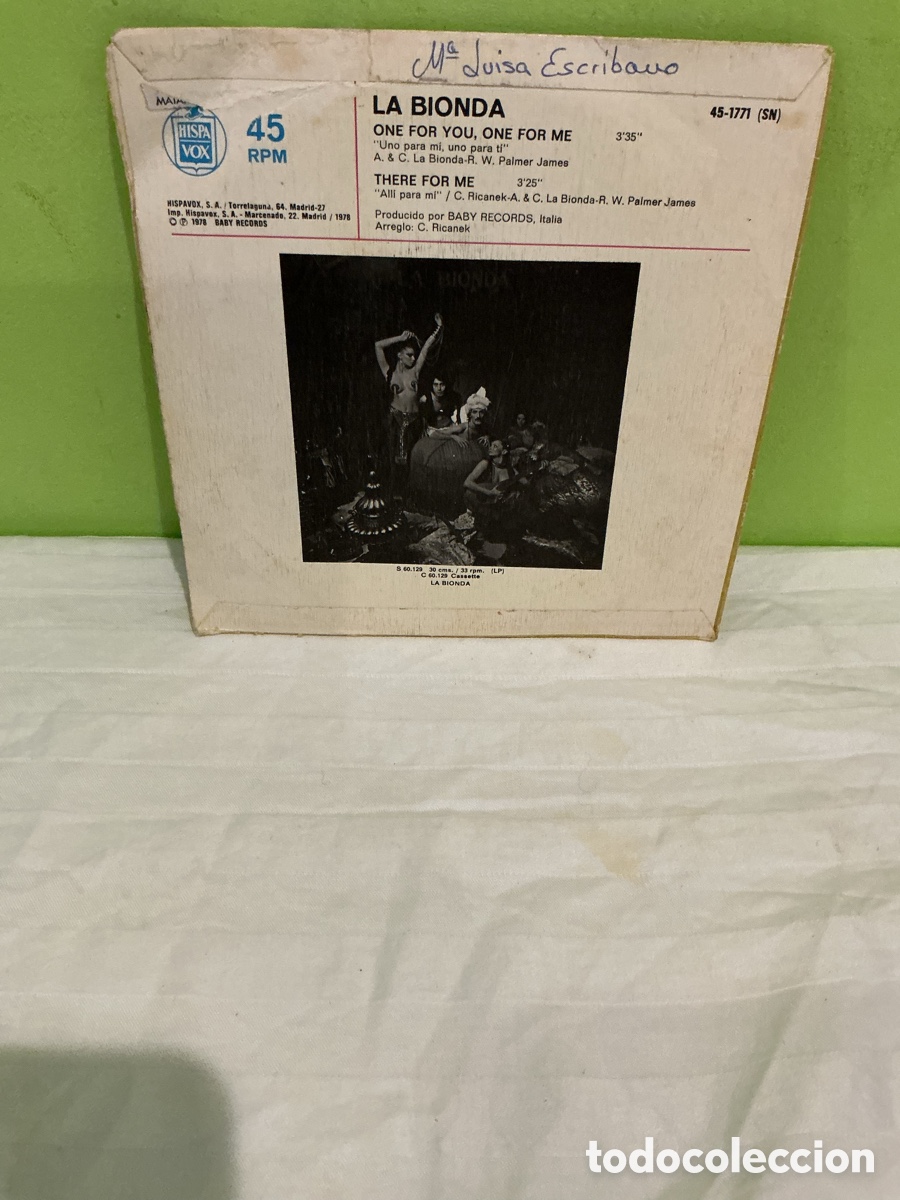 Discos de vinilo: LA BIONDA &ndash; ONE FOR YOU, ONE FOR ME &ndash; SINGLE 1978 - Foto 6