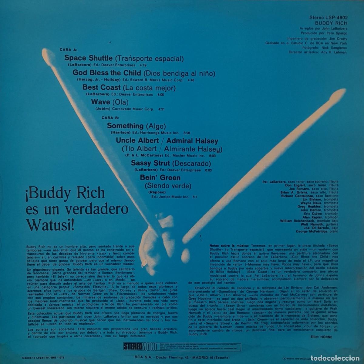 Discos de vinilo: BUDDY RICH. LP RCA 1972 - Foto 2