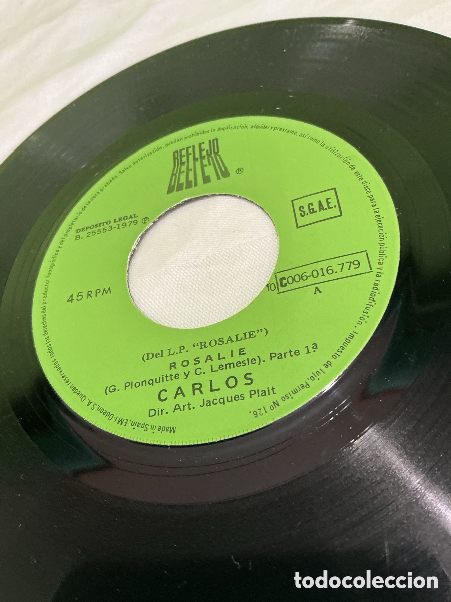 Discos de vinilo: CARLOS &ndash; ROSALIE &ndash; SINGLE VINILO 1979 - Foto 3