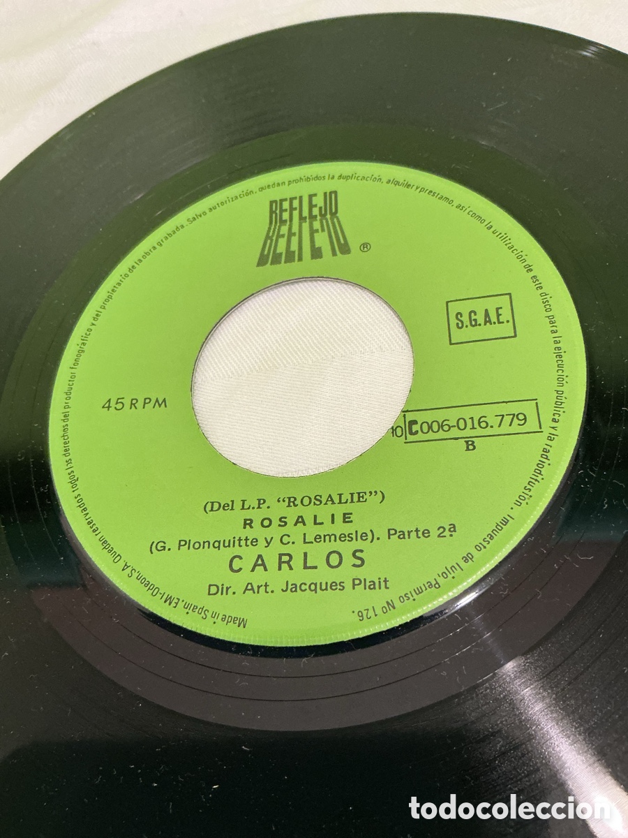 Discos de vinilo: CARLOS &ndash; ROSALIE &ndash; SINGLE VINILO 1979 - Foto 4